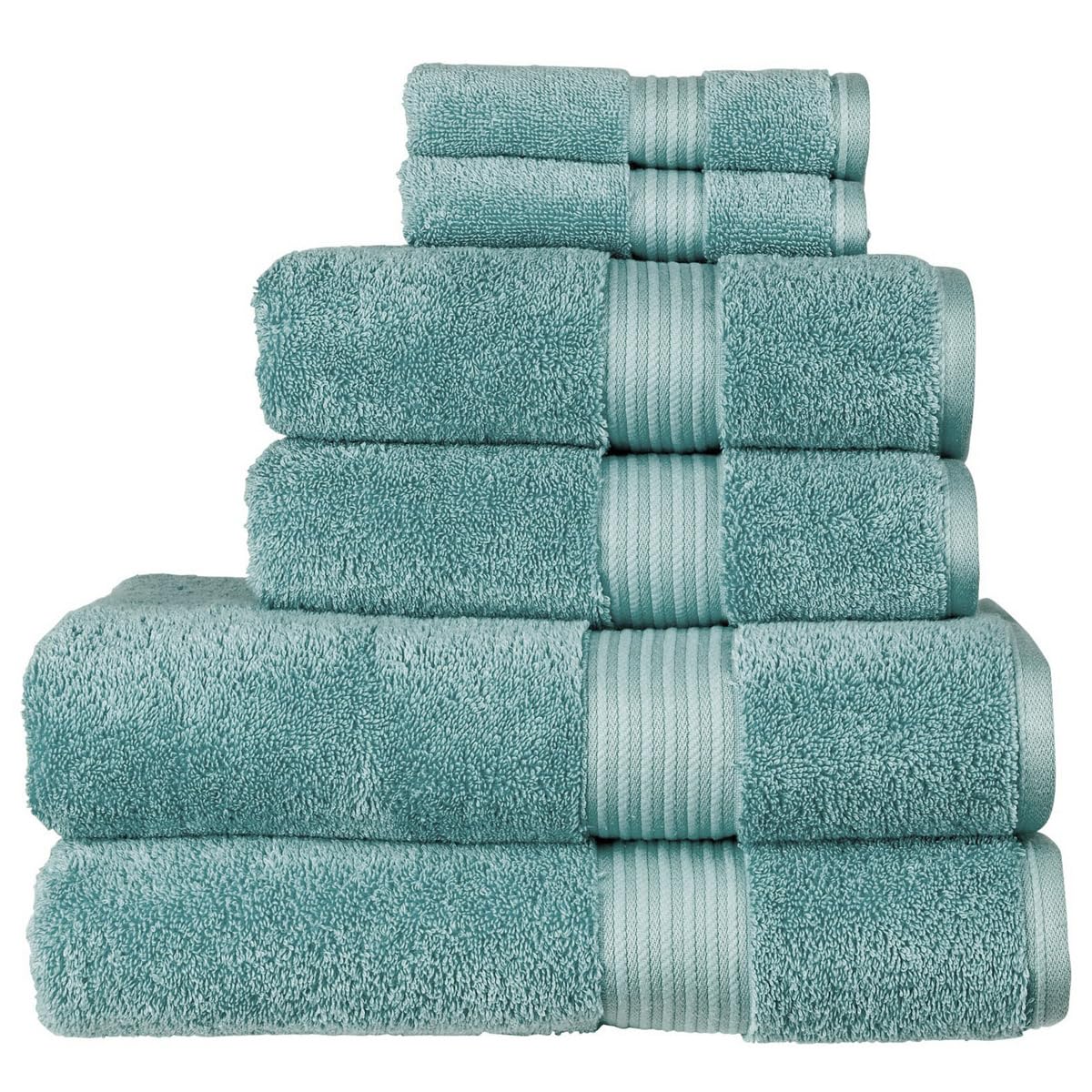 Christy Supreme Hygro 6 Piece Towel Set | Mineral Blue | 100% Luxury Supima Cotton | Ultra Soft | Super Absorbent | 650GSM | 2 Bath Towels 2 Hand