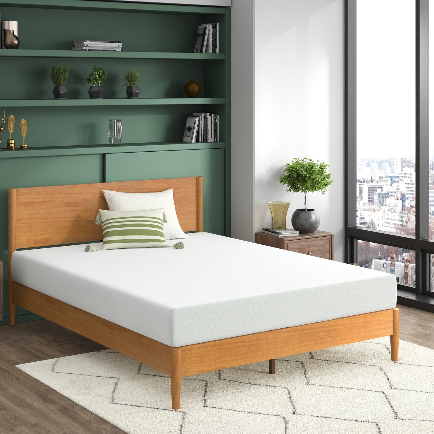 Zinus Double Mattress Memory Foam Infused with Green Tea - 4ft6 (135 x 190 cm) - 8'' Height - Medium Firm Orthopaedic Support - OEKO-TEX Certified