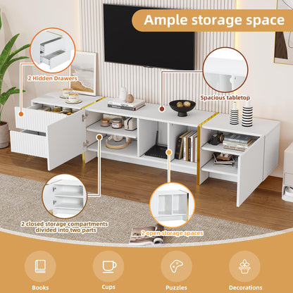 Ball & Cast TV Cabinet, High-gloss TV Unit, TV Stand Cabinet with 4 LED lighting Modes & 16 Colors, Wall Mounted/Floor Mounted, 180 * 35 * 30 cm