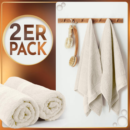 NatureMark Pack of 2 Sauna Towels Premium Quality 80 x 200 cm Sauna Towel Sauna Towel 100% Cotton Colour: Natural/Cream