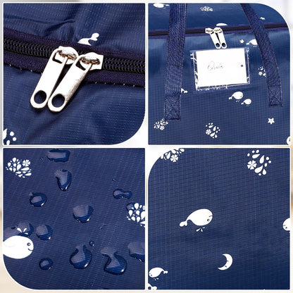 4 Pcs 105L Large Moving Bags Oxford Fabric Storage Bags with Zips, Blue