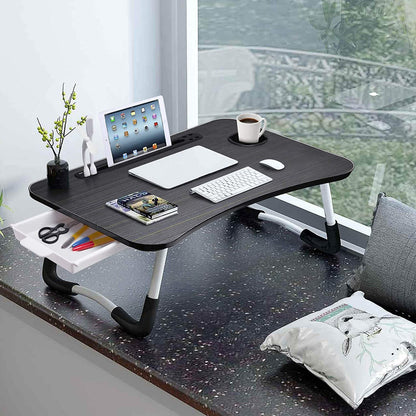 BSTMOME Laptop Desk Bed Stand Foldable Laptop Table Folding Breakfast Tray Portable Lap Standing Desk Reading and Writing Holder with Drawer for Bed