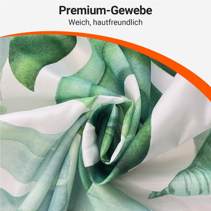 Lerores Shower Curtain, 160 x 160 cm, Green Leaves, Weighted Hem, Anti-Mould Textile, Water-Repellent