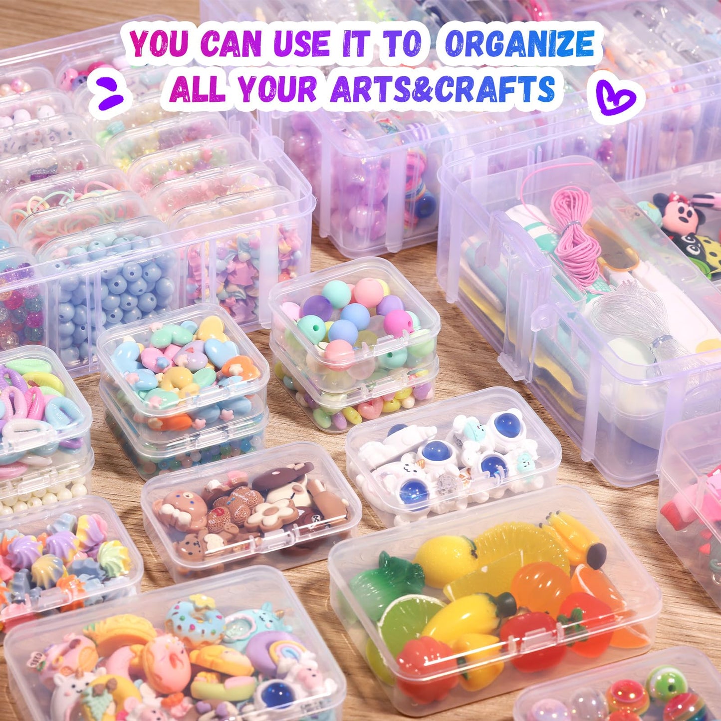 Funtopia Craft Organiser 59 Pack, 3-Tier Stackable Container Box with Lids
