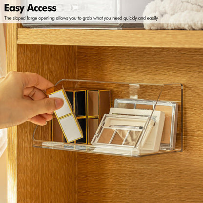 poeland Wall Mounted Storage Organizer, No Drilling Bathroom Shelf, Clear Storage Box for Bathroom, Bedroom, Mirror Cabinets (Transparent)