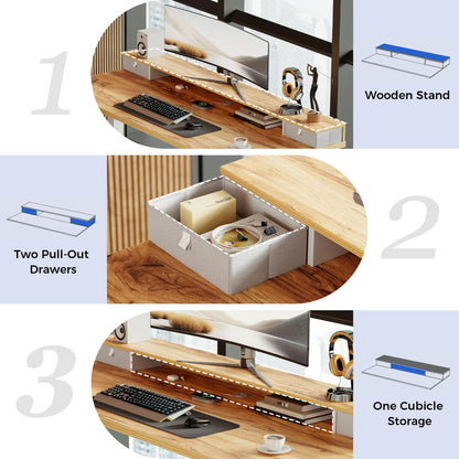 Agilestic Electric Adjustable Height Desk, with 2 Fabric Drawers, 100x60cm