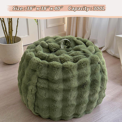LIFEREVO 3FT Fluffy Faux Rabbit Fur Bean Bag Cover, No Filler, Sage Green