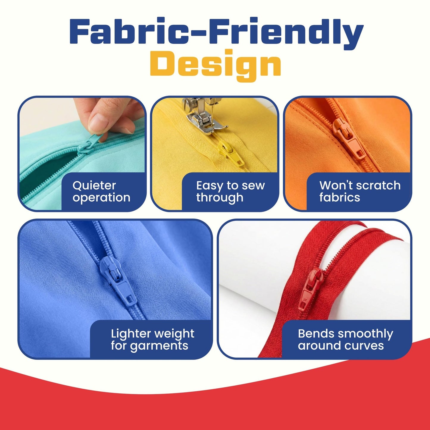 9" (22.9cm) White Zip - Closed-End - Dressmaking, Sewing & Craft