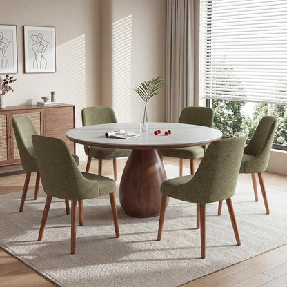 Dining Chairs Set of 6, Upholstered Dining Room Chairs with Ergonomic High Back, Thick Padded Seat, Skin-Friendly Fabric