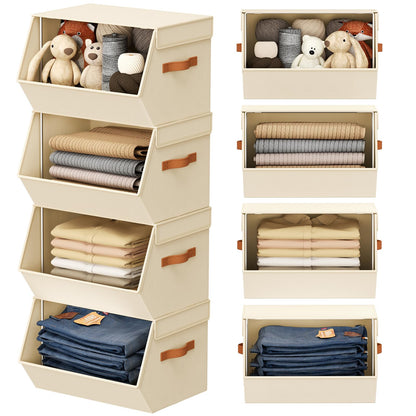 DIMJ Stackable Wardrobe Storage Organiser - Open Front Shelf Trapezoid Box