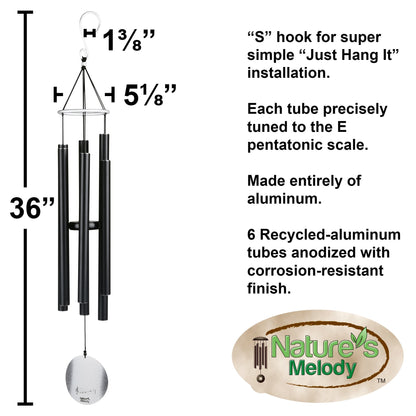 Nature's Melody AT36BK 36-inch Aureole Tunes Windchime - Black