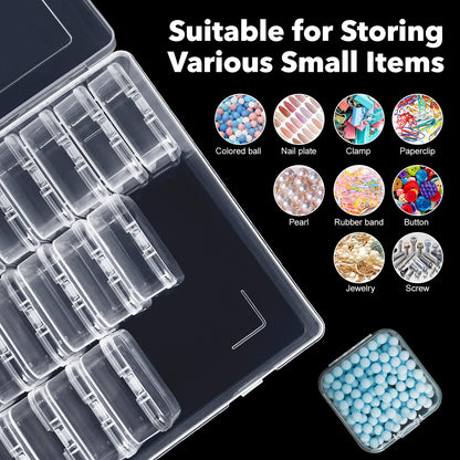 LINYAPRY Bead Organiser Box, 62Pcs Small Bead Storage Containers Plastic Cases with Hinged Lid