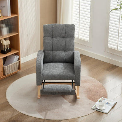 ModernLuxe Rocking Chair, Lounge Armchair,Adjustable Footrest, High Backrest,Side Pockets, Solid Wooden Legs Nursing Chair for Living Room & Bedroom