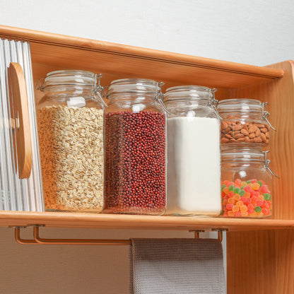 ComSaf Glass Storage Jars with Lids 2300ML Food Canisters Set of 3 - Airtight Clear Preserving Seal Wide Mouth Containers with Wire Clip Fastening for