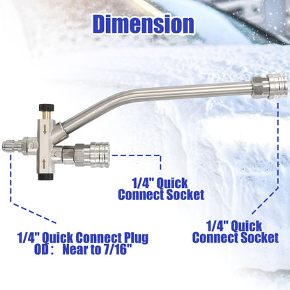 Tool Daily Foam Cannon Dual-Connector Accessory, Pressure Washer Double Tip Attachment for Soap Cannon, 5 Pressure Washer Sprayer Nozzles, 1/4" Quick