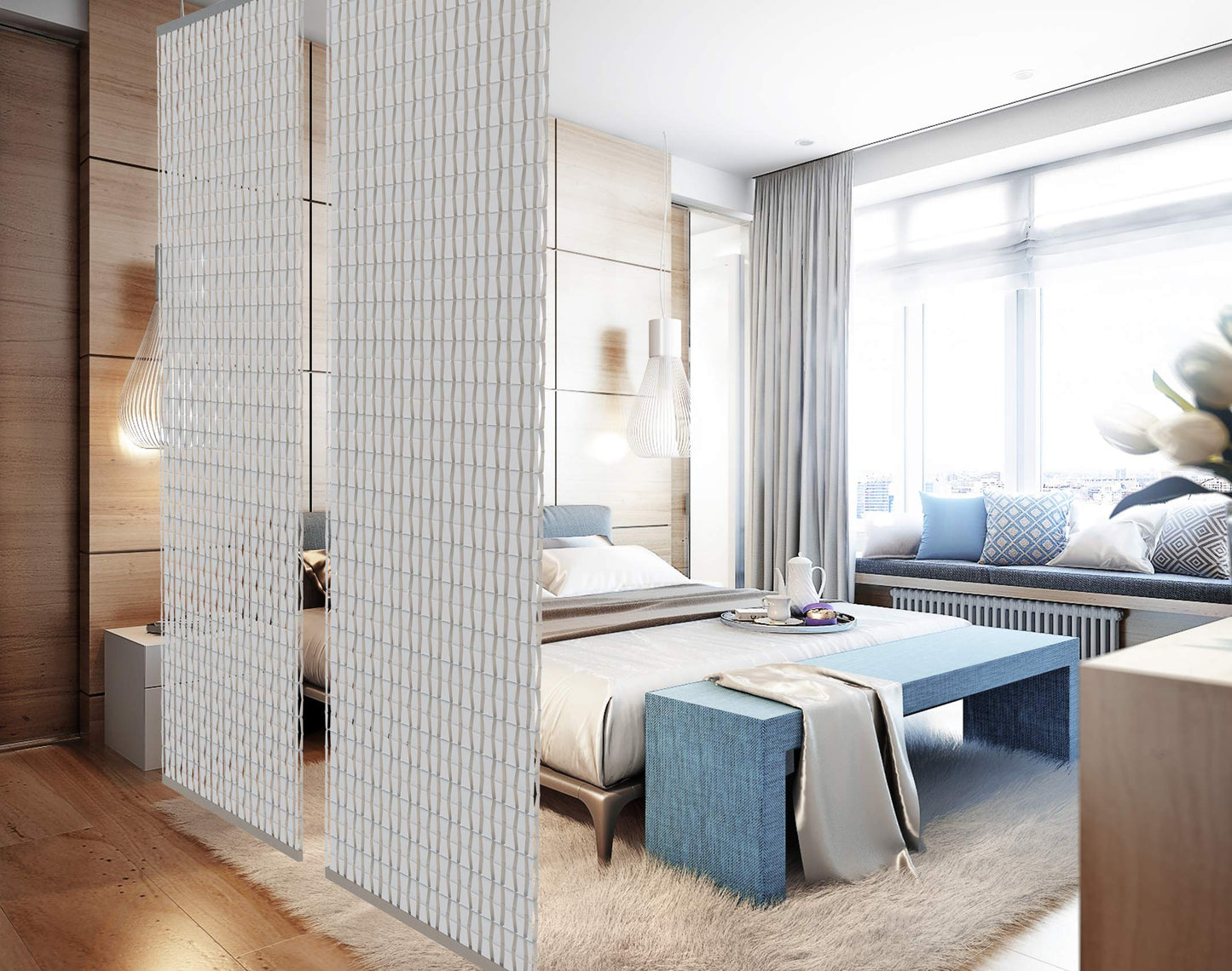YourCasa - Hanging Room Divider [Design Element] Eye-catching and Decoration in Any Room | Divider is Translucent - Room Divider 118 x 240 cm - Screen