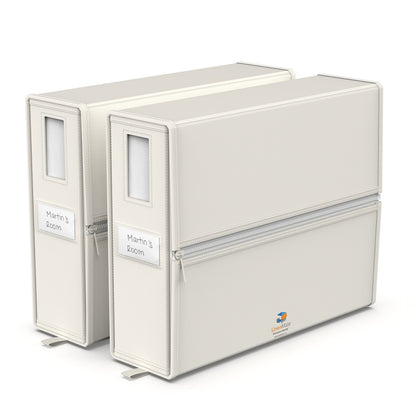 LINENMATE Twin/Full Size (Ivory 2-Pack) - The Original 2-Pack Linen Storage Container with Sheet-Folding Assisted Panels | Bed Sheets | Duvet Covers