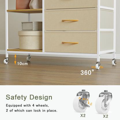 Mintnook Heavy Duty Clothing Rail，Wardrobe with 3 Drawers，Beige