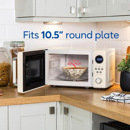 Russell Hobbs RHM2044C Retro 20 Litre Cream Digital Microwave, 800W, Mirror Finish, 8 Auto Cook Settings, 5 Power Levels