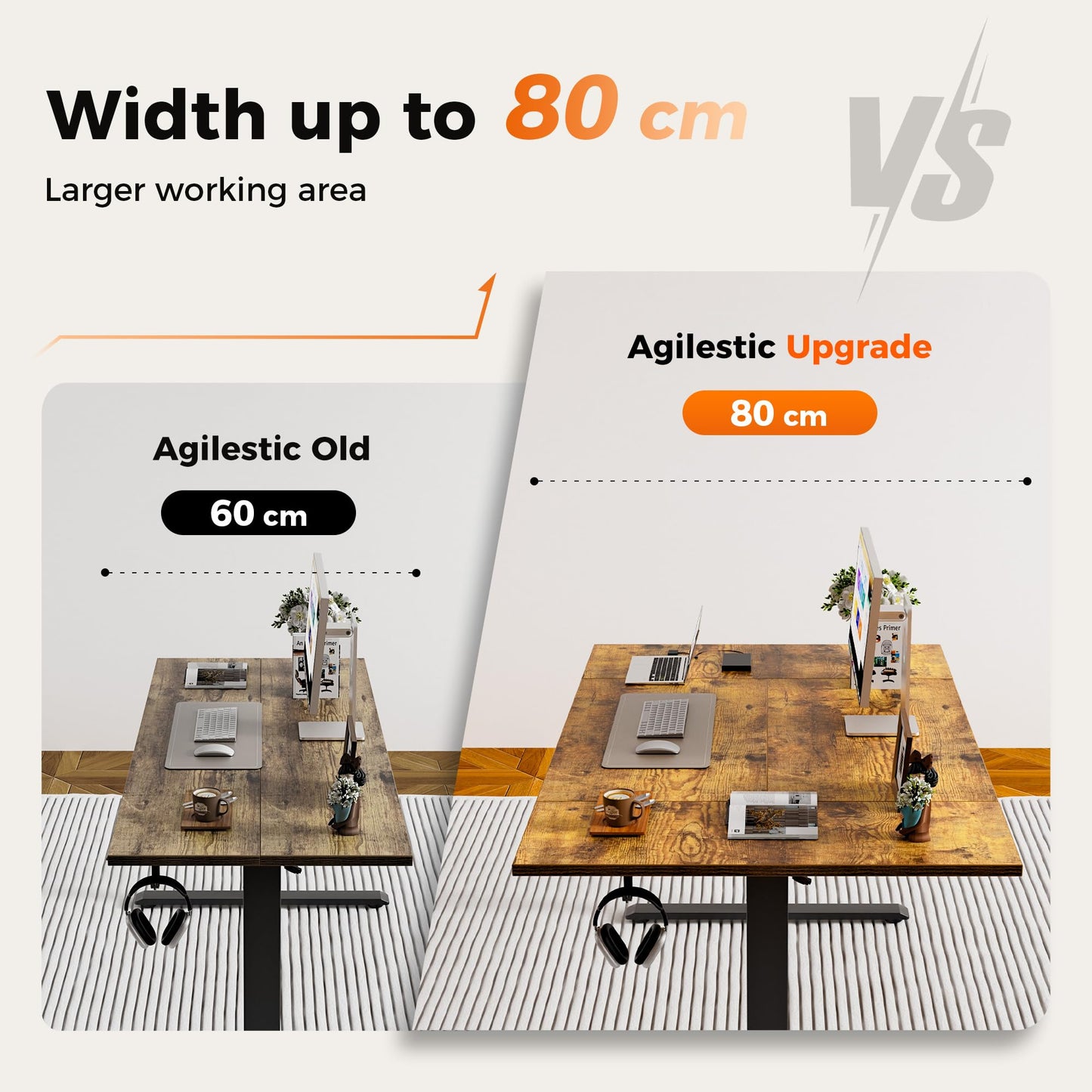 Agilestic Height Adjustable Electric Desk, 2 Memory Height, 120x80cm