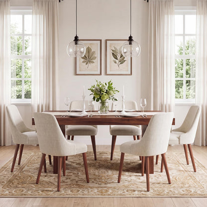 Dining Chairs Set of 6, Upholstered Dining Room Chairs with Ergonomic High Back, Thick Padded Seat, Skin-Friendly Fabric