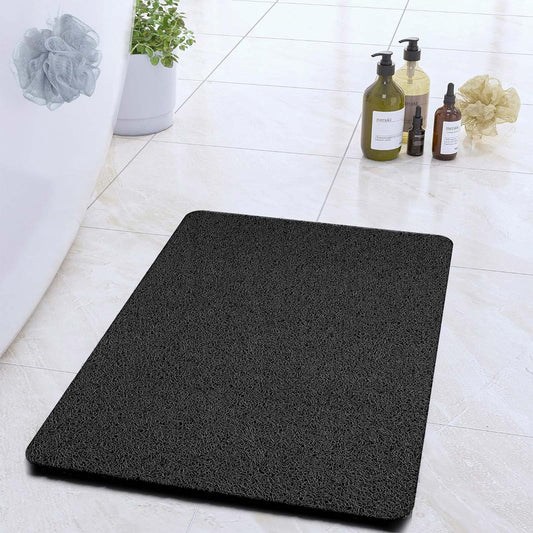 COSYLAND Non-Slip Shower Mat 60 x 60 cm - Shower Mat Non-Slip with Drain - Soft PVC Loofah Non-Slip Mat Bath - Quick Drying Bath Mats - Black