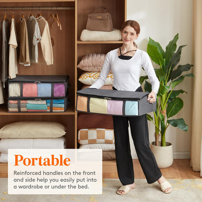 Lifewit 4 Pack Under Bed Storage,40L Clothes Storage Bags with Clear Window