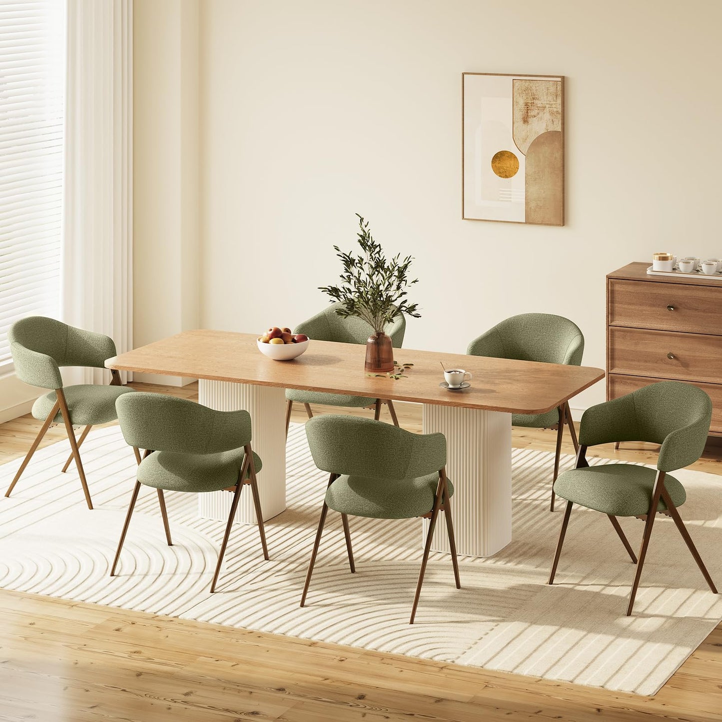 COLAMY Ergonomic Linen Dining Chair with 135° Recline, Breathable Cotton-Linen Fabric, Wooden-Look Metal Legs, 125kg Capacity