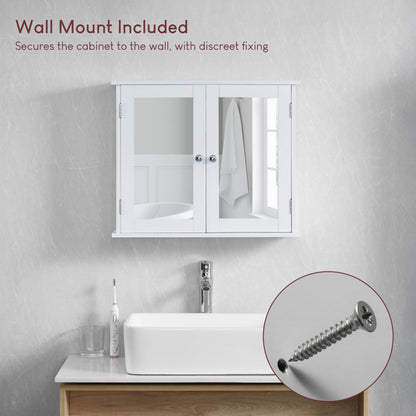 Bath Vida Priano Double Door Mirrored Bathroom Cabinet Storage Cupboard Wall Mounted, White