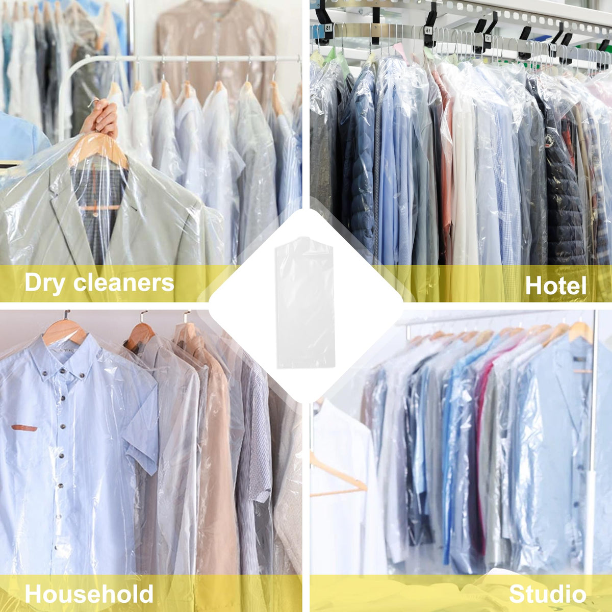 WeeGoo 50 Pcs Plastic Clothes Bag, 60x180 cm, Clear