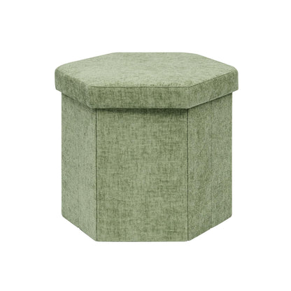 Bonlife Folding Storage Ottoman Hexagonal, Footrest with Toy Ches Box, 43cm