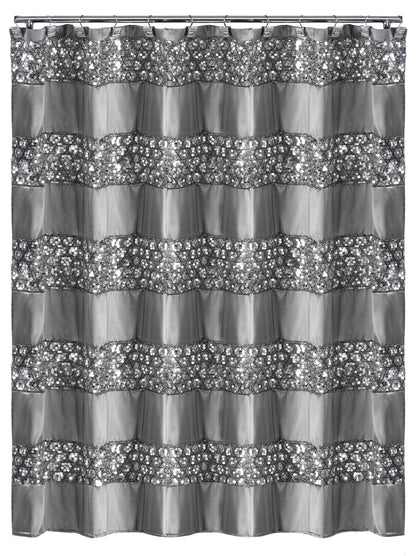 Popular Bath Sinatra Bathroom Luxury Glamorous Fabric Modern shower Curtain unique Design Bling Silver