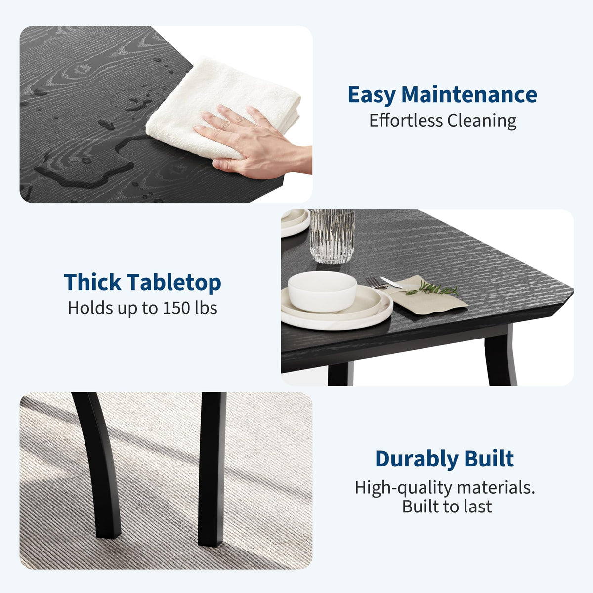 Crevyteg Space Saving Dining Table Set for 4, Modern Kitchen Table and Bench Set with Slide Under Benches for Small Apartments and Breakfast Nooks