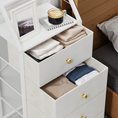OYRREU Chest of Drawers with Adjustable Mirror, 2-in-1 Dresser, White