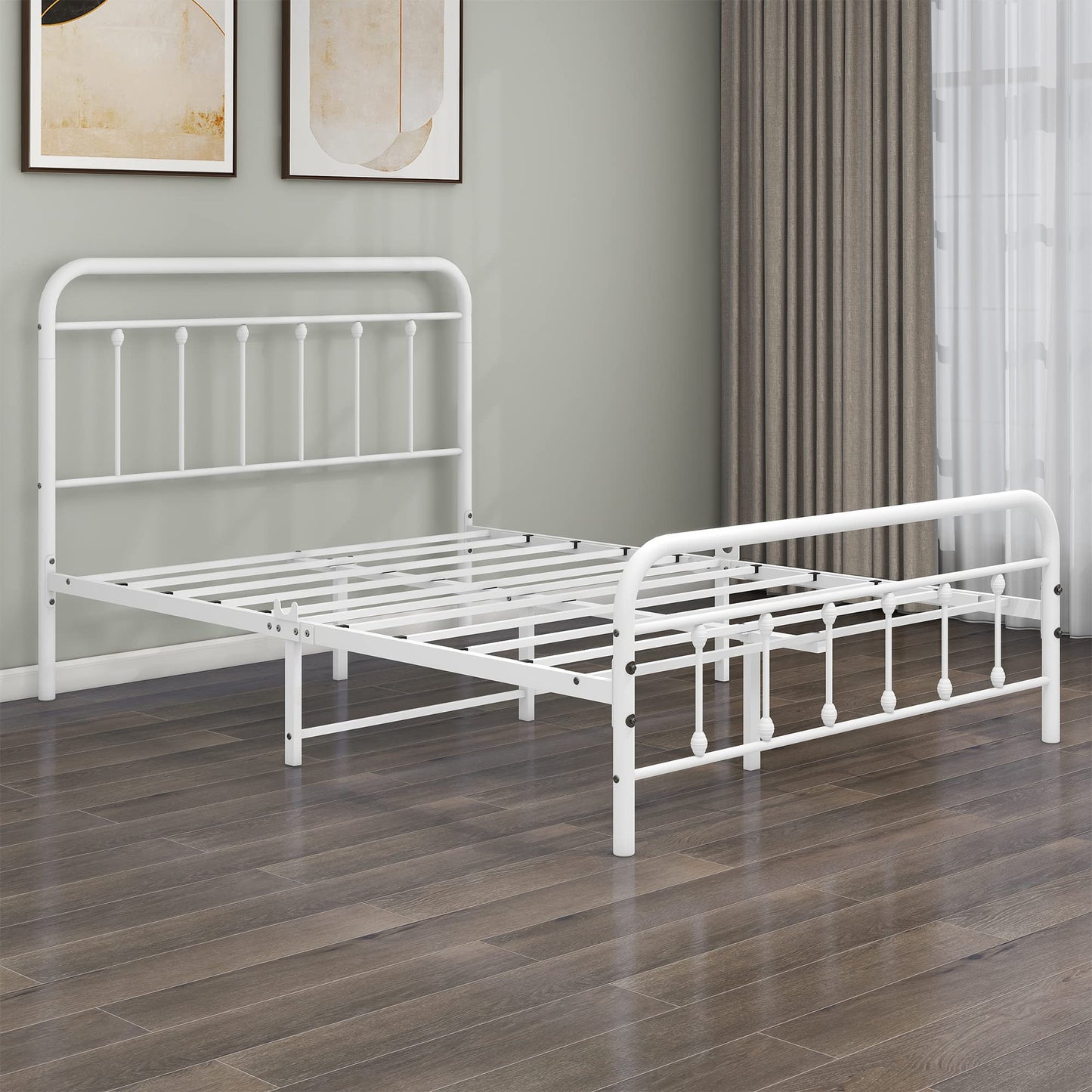 DUMEE Double Bed Frame with Headboard and Footboard Heavy Duty Mattress Foundation, No Box Spring Needed, Enhanced Mattress Support, Noise Free