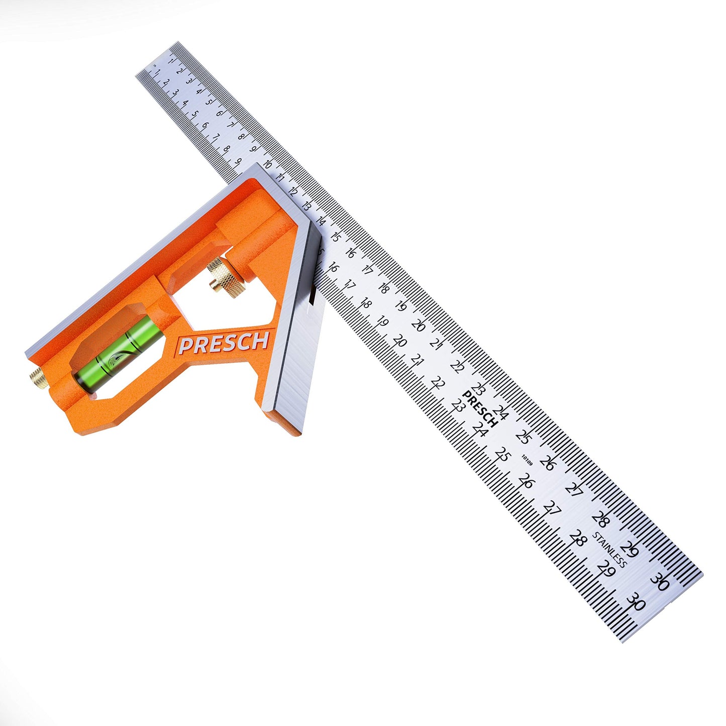 Presch Combination Square 300mm Metric ? Accurate Metal Carpentry Square with Stop Ruler and Scribing Tool