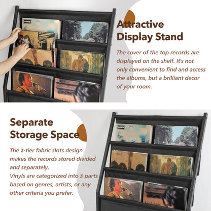 Bikoney 3-Tier Vinyl Record Storage with Display Shelf - Bigger Storage