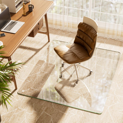 Koonmi Tempered Glass Chair Mat, 137 x 80 cm, Clear