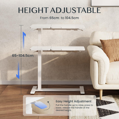 FLEXISPOT Overbed Table with Wheels, Adjustable Height Bedside Table with Tilting Tabletop, Rolling Laptop Desk for Bed Sofa