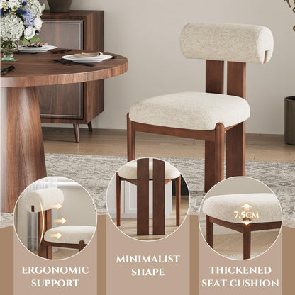 Dining Chairs Set of 2, Dining Room Chairs Upholstered Chenille Fabric, Wooden Kitchen Chairs with Padded Seat & Solid Wood Frame