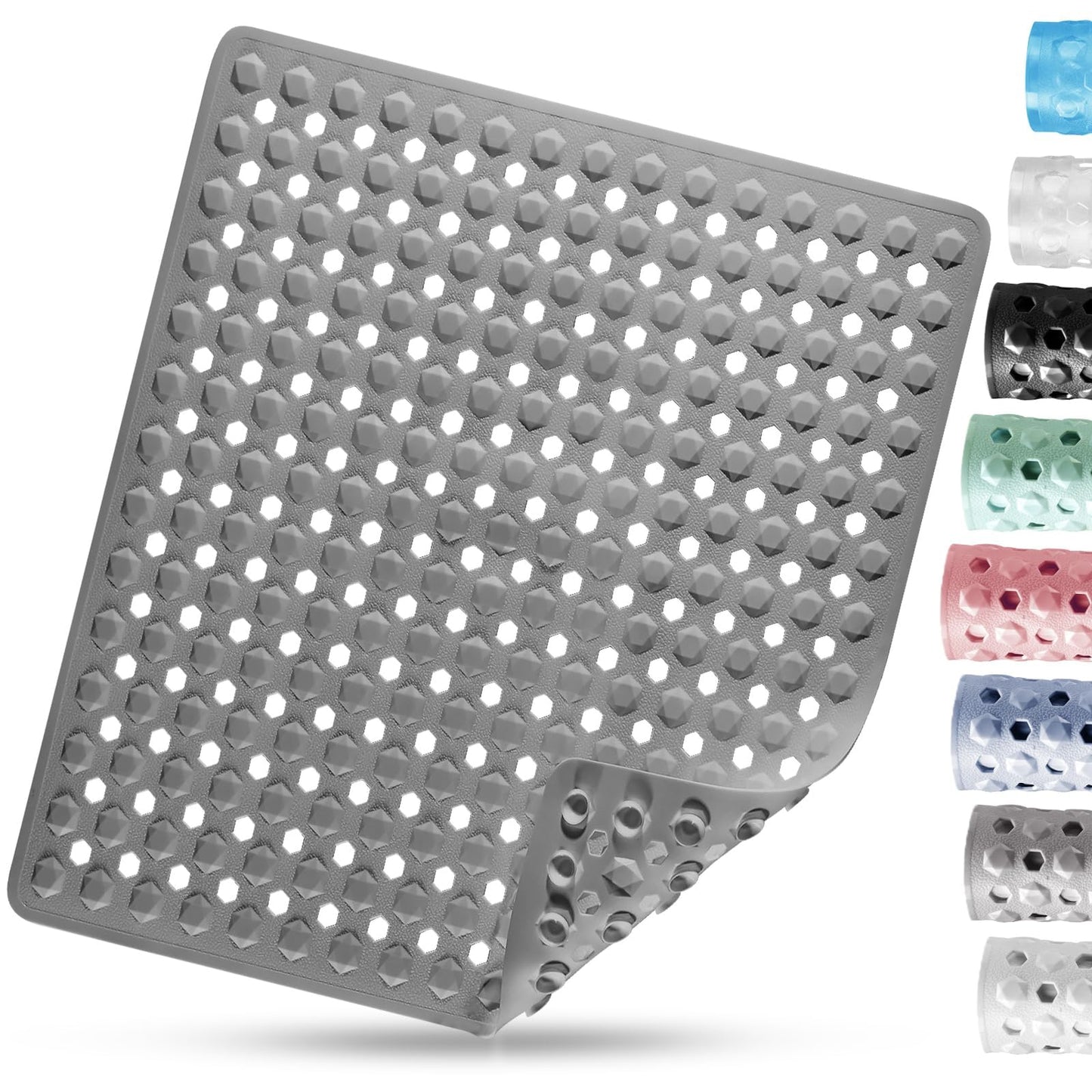 DOROP Square Shower Mat Non Slip Anti Mould for Inside Bath Shower 53 x 53cm Machine Washable PVC Shower Bath Mats for Kids Elderly Anti Slip Safety