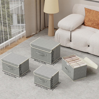 ENUMAIL Foldable Fabric Storage Cubes with Lids,Grey 38x25x25cm,5 Pack