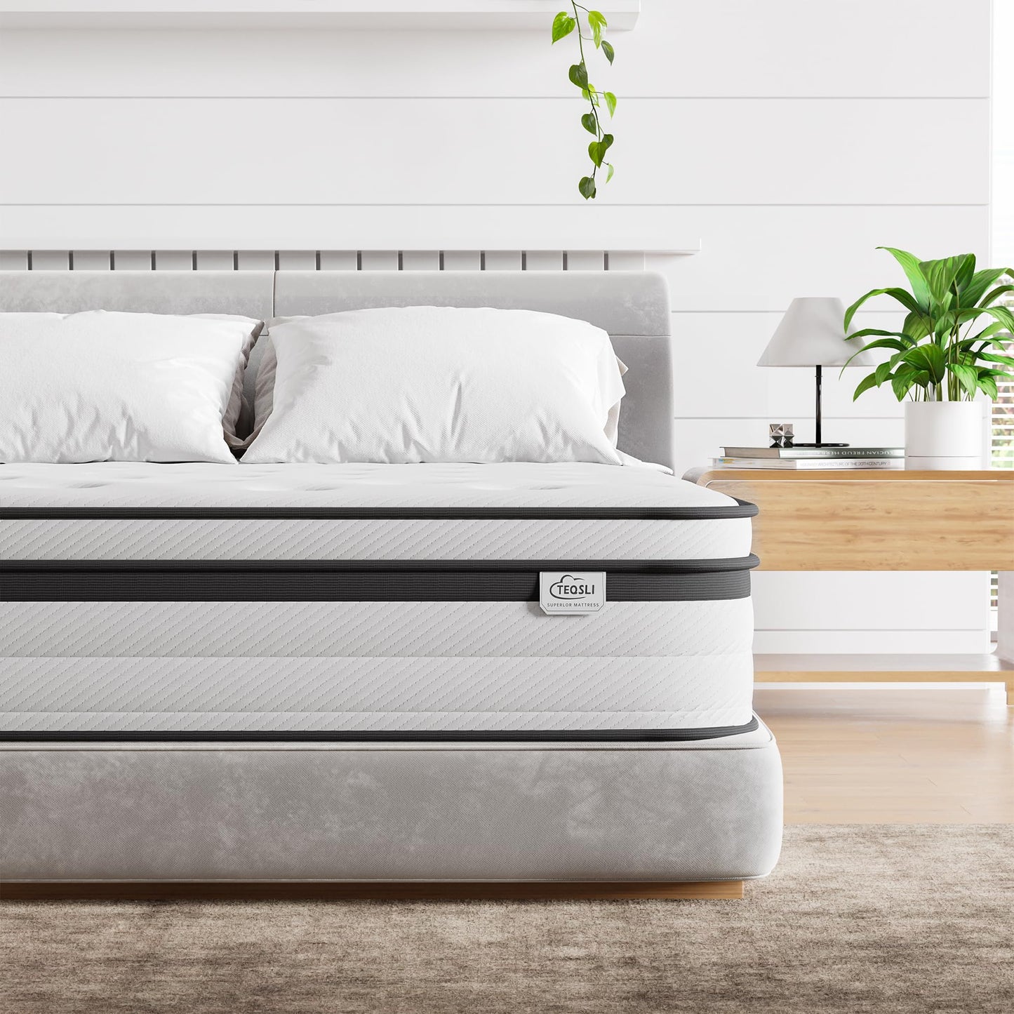 TeQsli Double Mattress 4FT6 Memory Foam Spring Hybrid Mattress 22CM