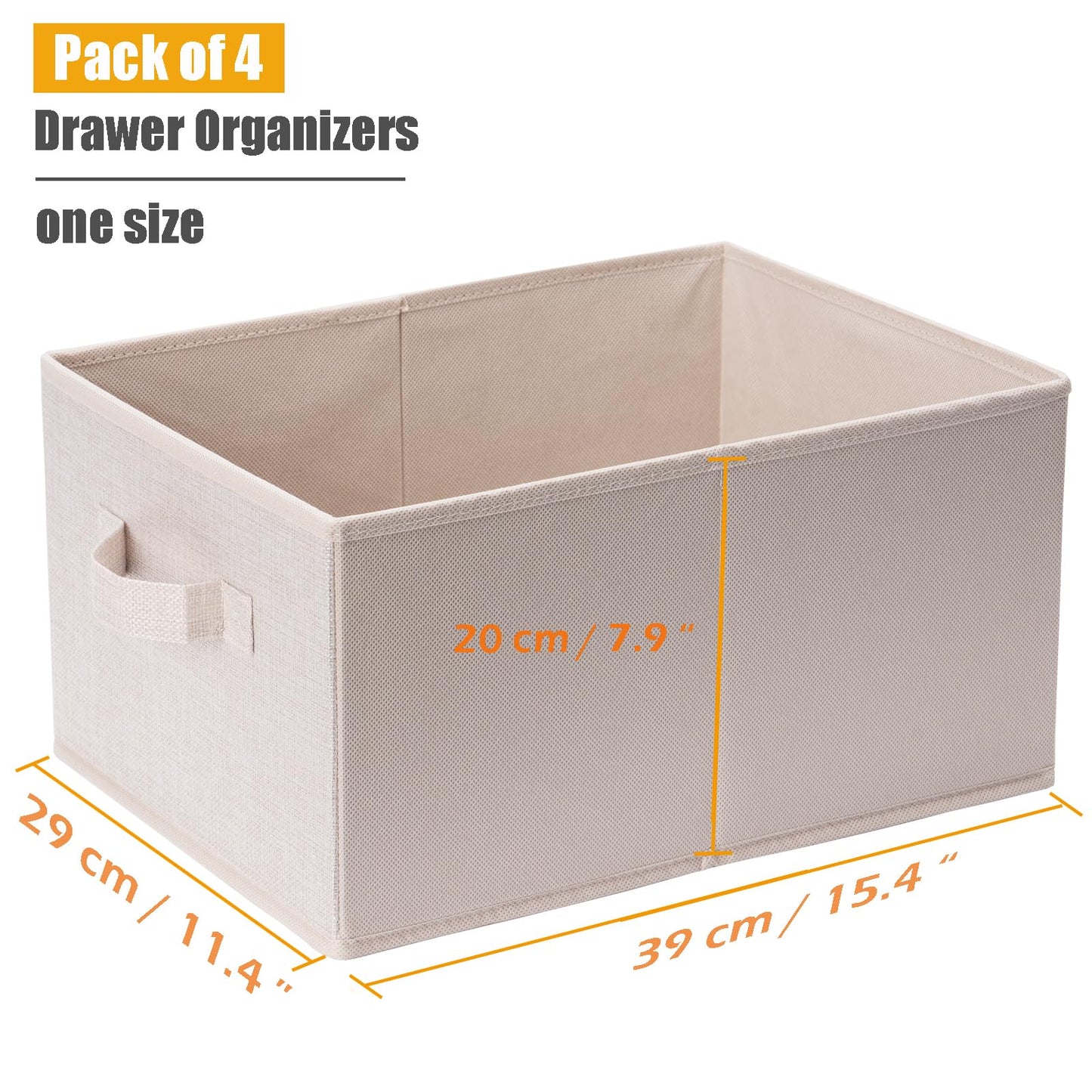 4 PCS Clothes Drawer Organisers Fabric Storage Box for Wardrobe Clothes Toy