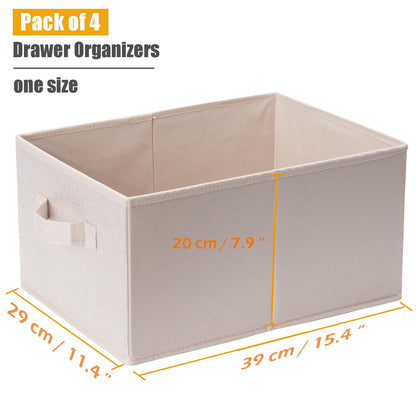 4 PCS Clothes Drawer Organisers Fabric Storage Box for Wardrobe Clothes Toy