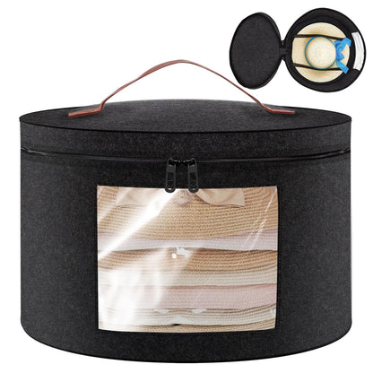 Round Hat Boxes with Lids, 43 x 26cm Felt Hat Storage Box