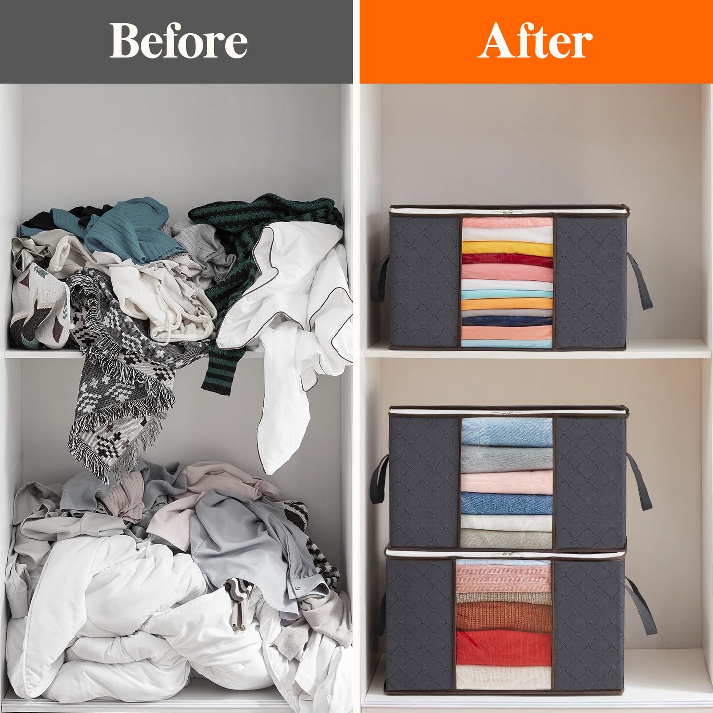 Lifewit 75L Clothes Storage Bags, Foldable Storage Box Moving Bags Wardrobe Storage Organiser Packing Boxes for Moving House with Clear Window for