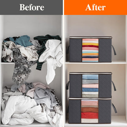 Lifewit 75L Clothes Storage Bags, Foldable Storage Box Moving Bags Wardrobe Storage Organiser Packing Boxes for Moving House with Clear Window for