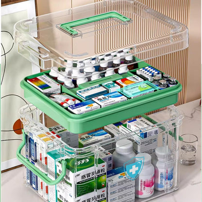 Sightday Household Medicine Storage Box Organiser,First Aid Box,Double Layers Multi Grid Medicine Boxs,Portable with Lid Medication Storage Box