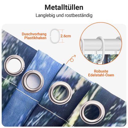 Lerores Shower Curtain, 120 x 180 cm, Forest Jungle, Weighted Hem, Anti-Mould Textile, Water-Repellent